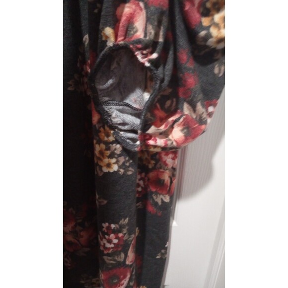 Acting Pro Woman Dress/Tunic Plus Size 3XL Gray Long Sleeve Floral Midi Boho - Picture 4 of 7